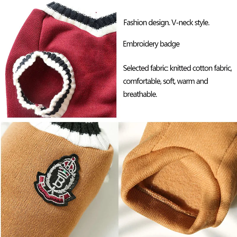 Winter Warm College Style Pet Dog Sweater Dog Clothes