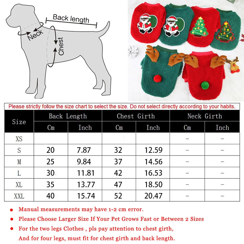 Warm Christmas Dog Clothes Soft Puppy Cat Halloween Costume