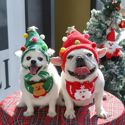 Dog Puss Pet Christmas Hat Burp Cloth